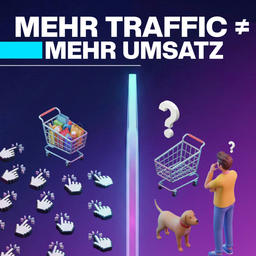 Luxregia Headerbild zum Pet E-Commerce Artikel: grafische Darstellung von Onlinehandel im Heimtiermarkt mit Einkaufswagen, digitalen Interaktions-Icons und einer fragenden Person, Fokus auf Vertrauen und Klarheit.