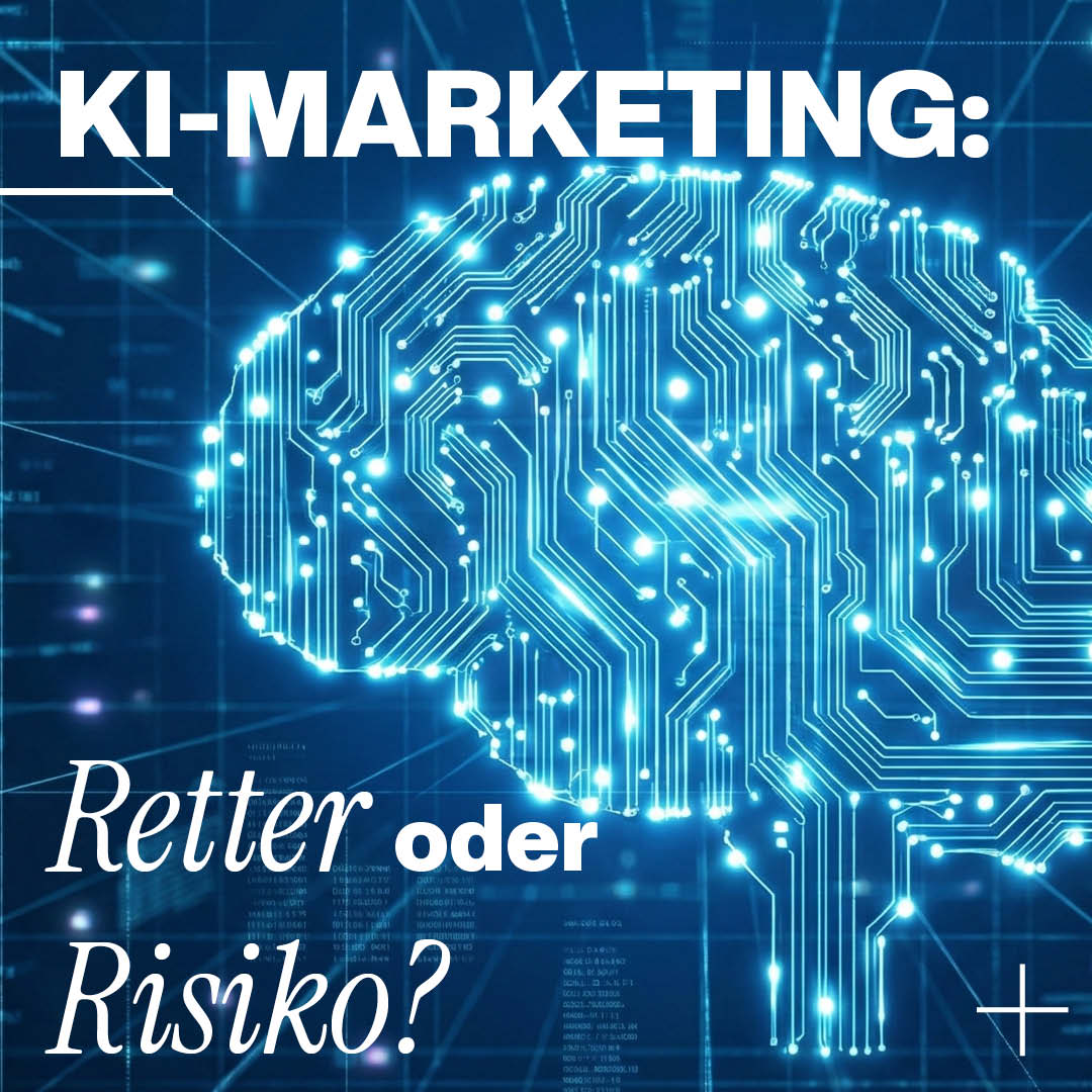 Luxregia Headerbild mit blauem digitalen Gehirn aus Schaltkreisen, abstrakte Fusion aus Technologie und Marketing, Fokus auf Künstliche Intelligenz und deren Einfluss in der Marketingbranche.